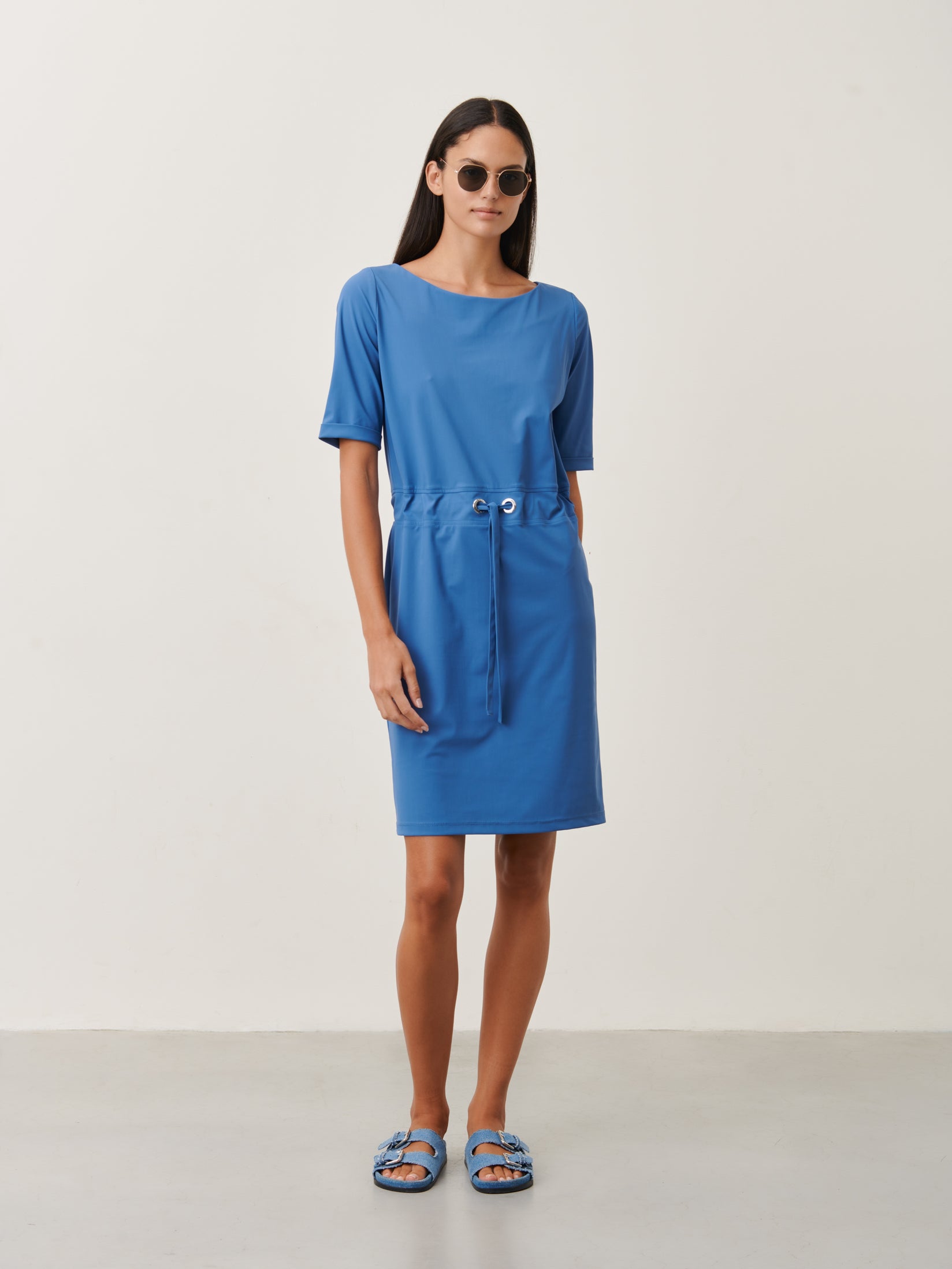 Lea Dress Technical Jersey | Mid Blue