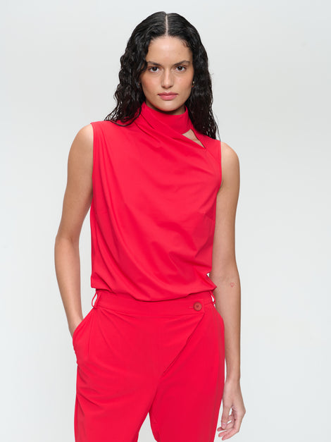 Naomi strech technical jersey top | Red