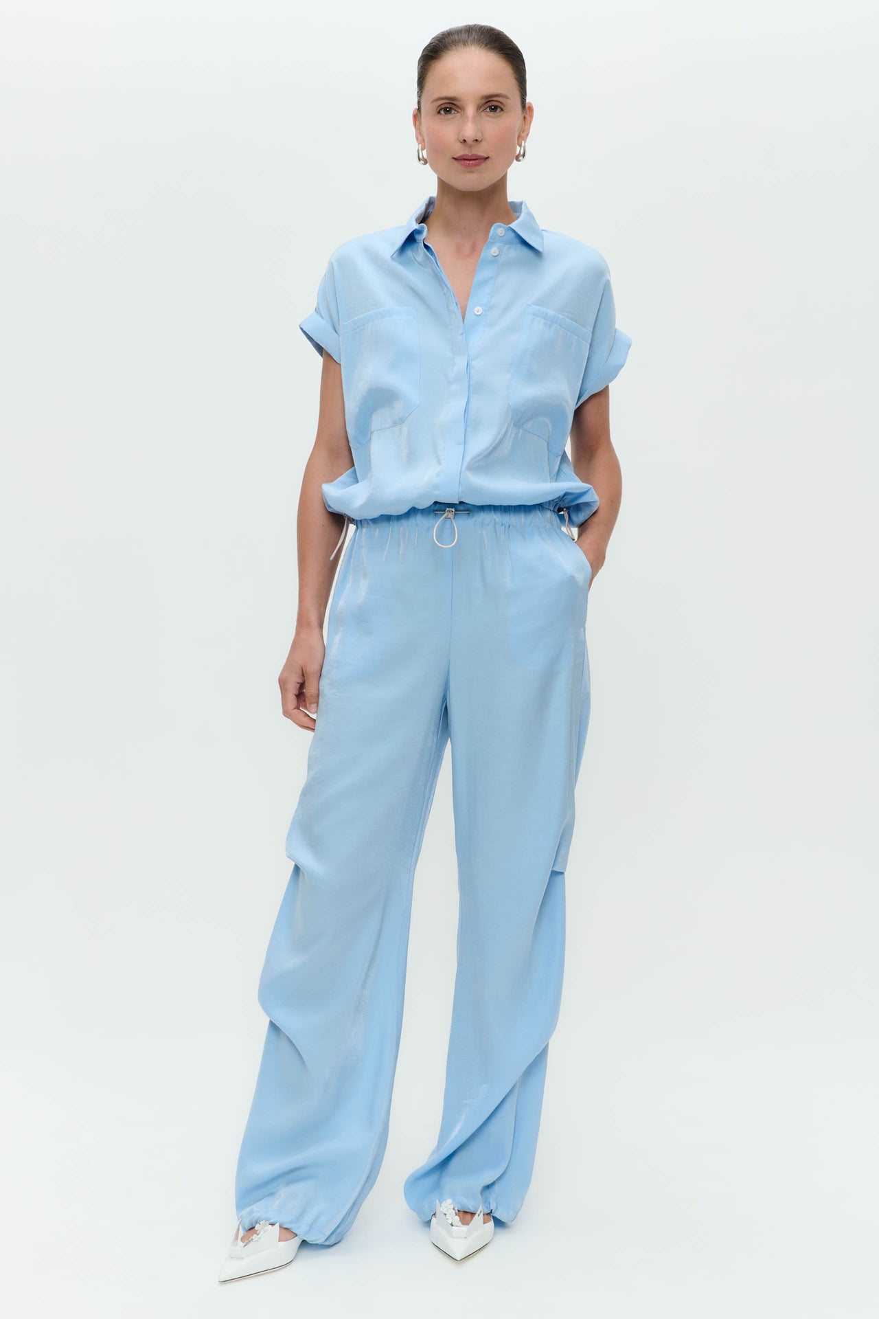 AvalonN shiny viscose pants | Light Blue