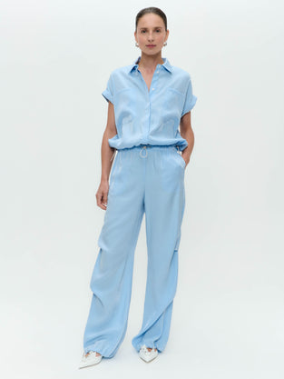 AvalonN shiny viscose pants | Light Blue