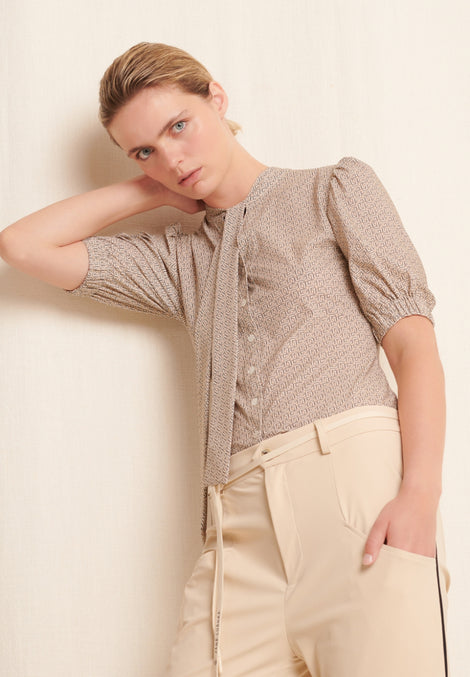 Tonnie Blouse Technical Jersey | Beige Melange