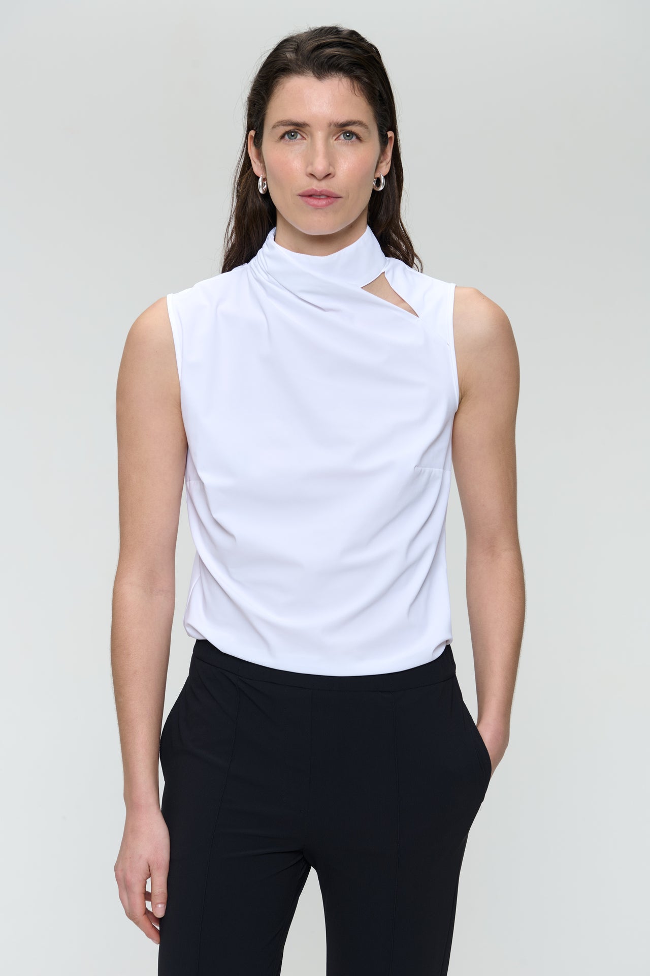 Naomi strech technical jersey top | White