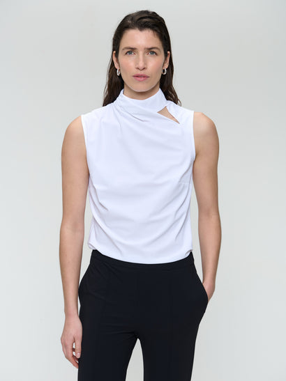 Naomi stretch technical jersey top | White