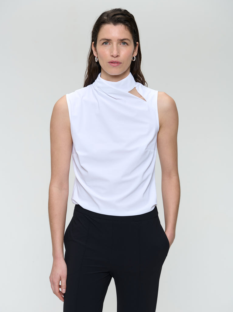 Naomi strech technical jersey top | White