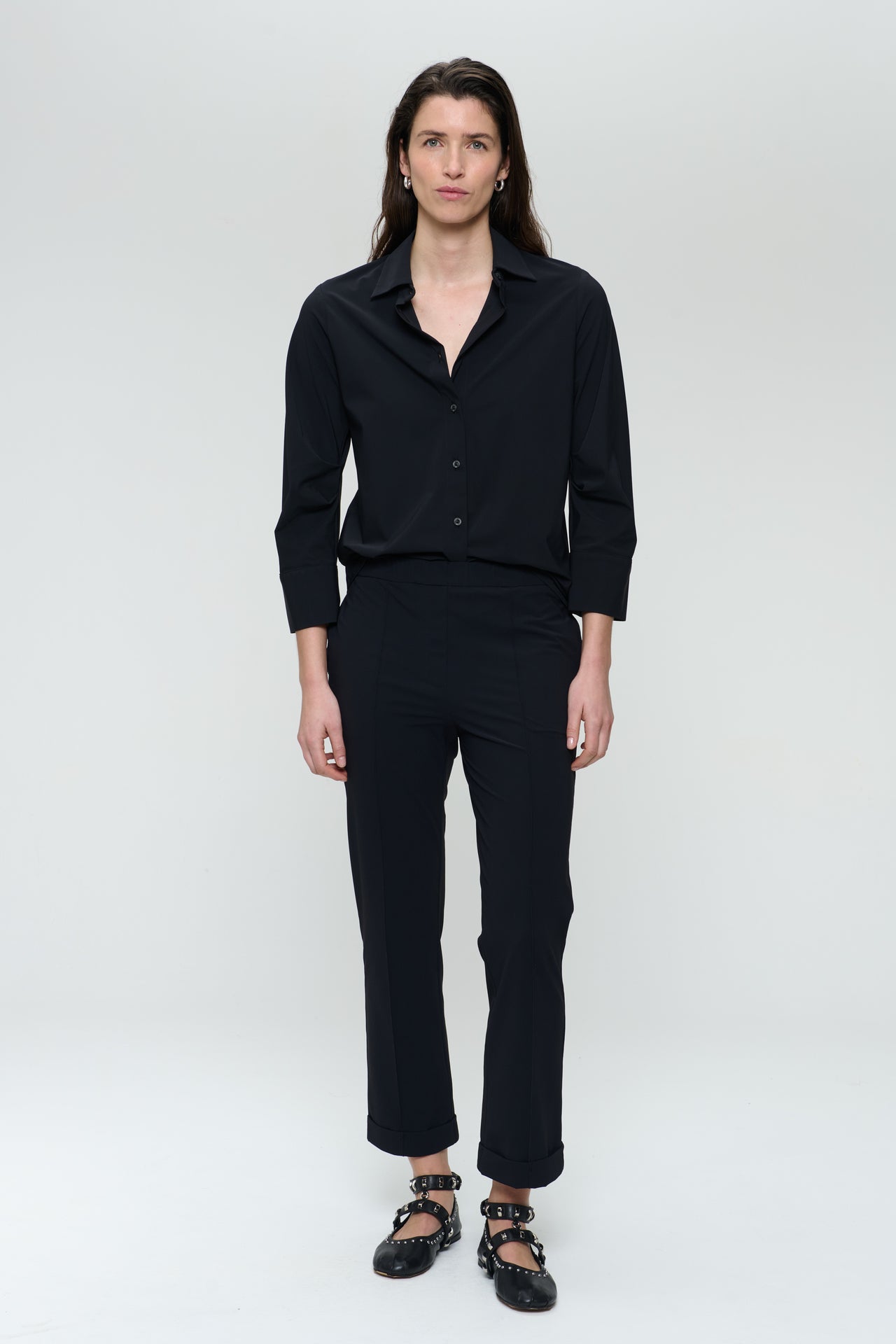 Iva strech technical jersey blouse | Black