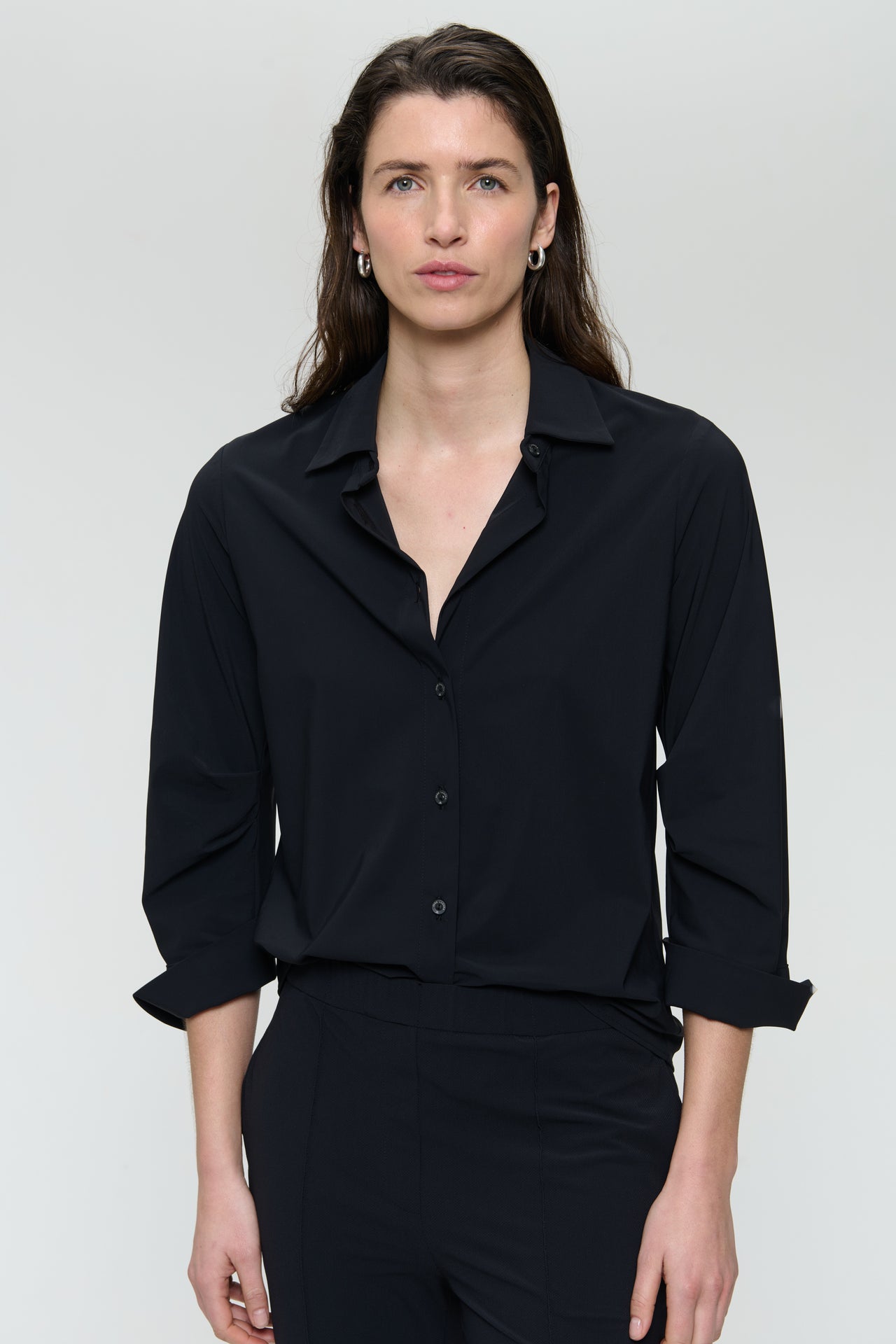 Iva strech technical jersey blouse | Black