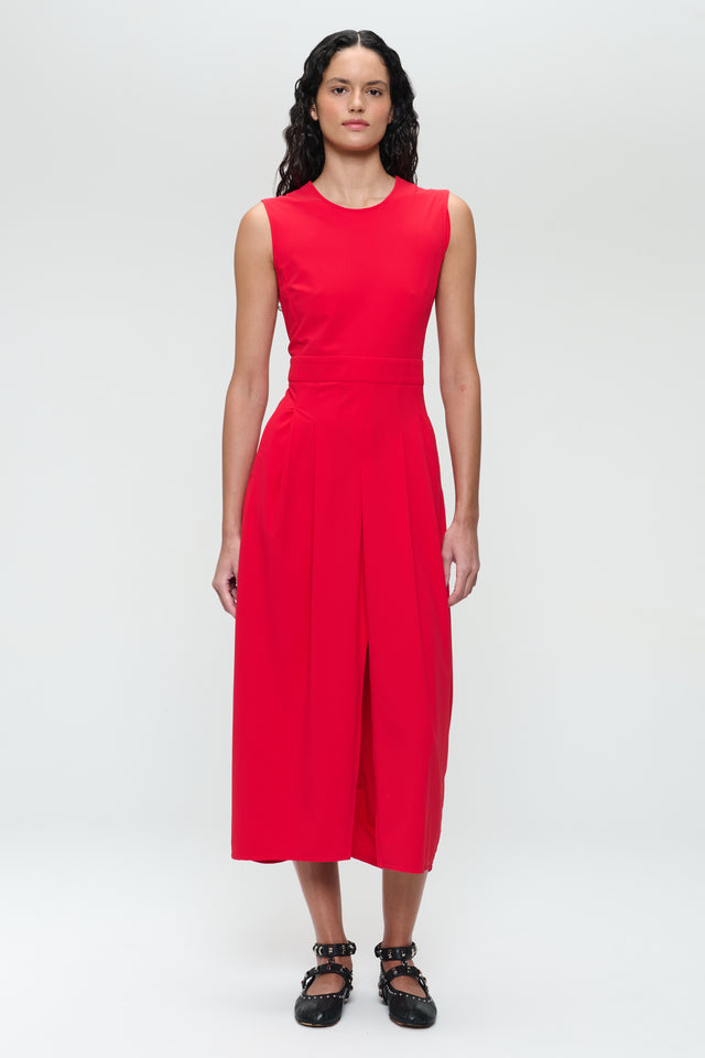 Jackie structure technical jersey dress | Red