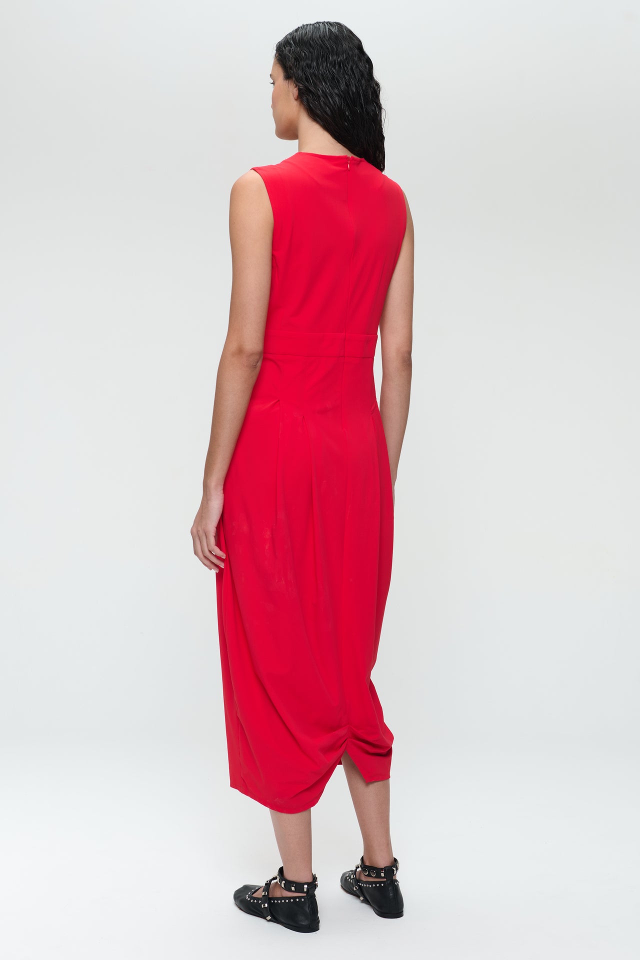 Jackie structure technical jersey dress | Red