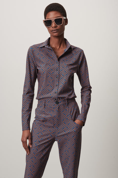 Kikkie Blouse Technical Jersey | Blue