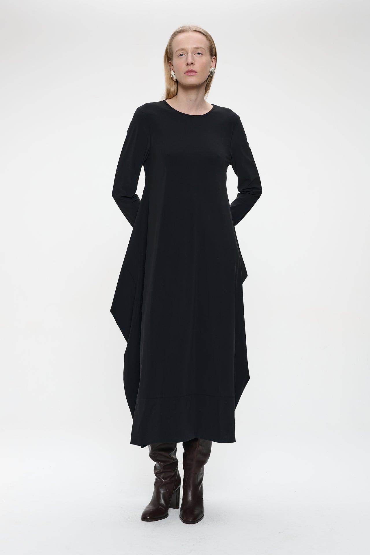 Isabel dress LS technical jersey | Black
