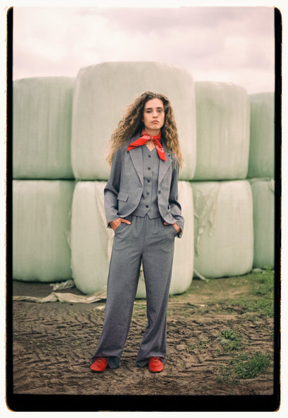 Blazer basic Eleni in viscosa | Grigio
