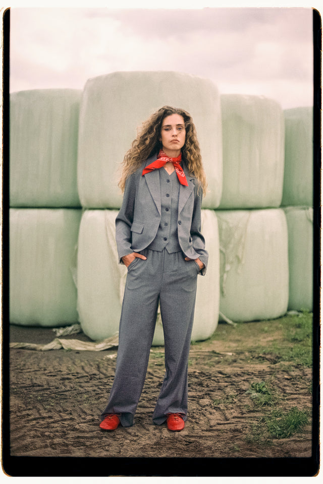 Eleni viscose basic blazer | Grey