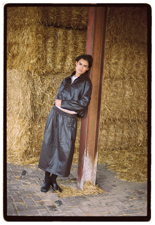 Pola eco leather bomber jacket | Dark Brown