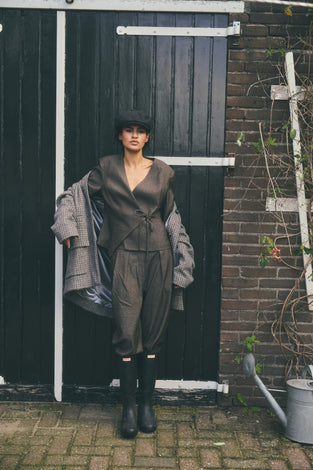 Jade fitted viscose blazer | Dark Brown