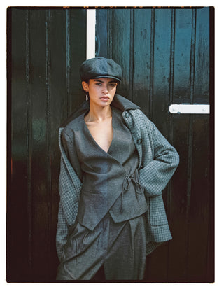 Jade fitted viscose blazer | Dark Brown