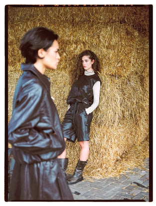Pola eco leather bomber jacket | Dark Brown