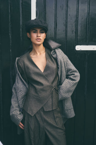 Jade fitted viscose blazer | Dark Brown