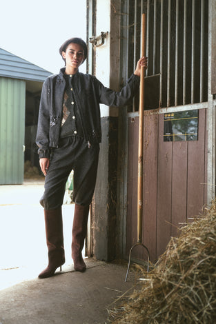 Urbino viscose blend pants | Black Melange