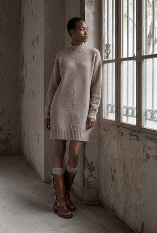 Long pullover viscose blend 2068 | Light Brown