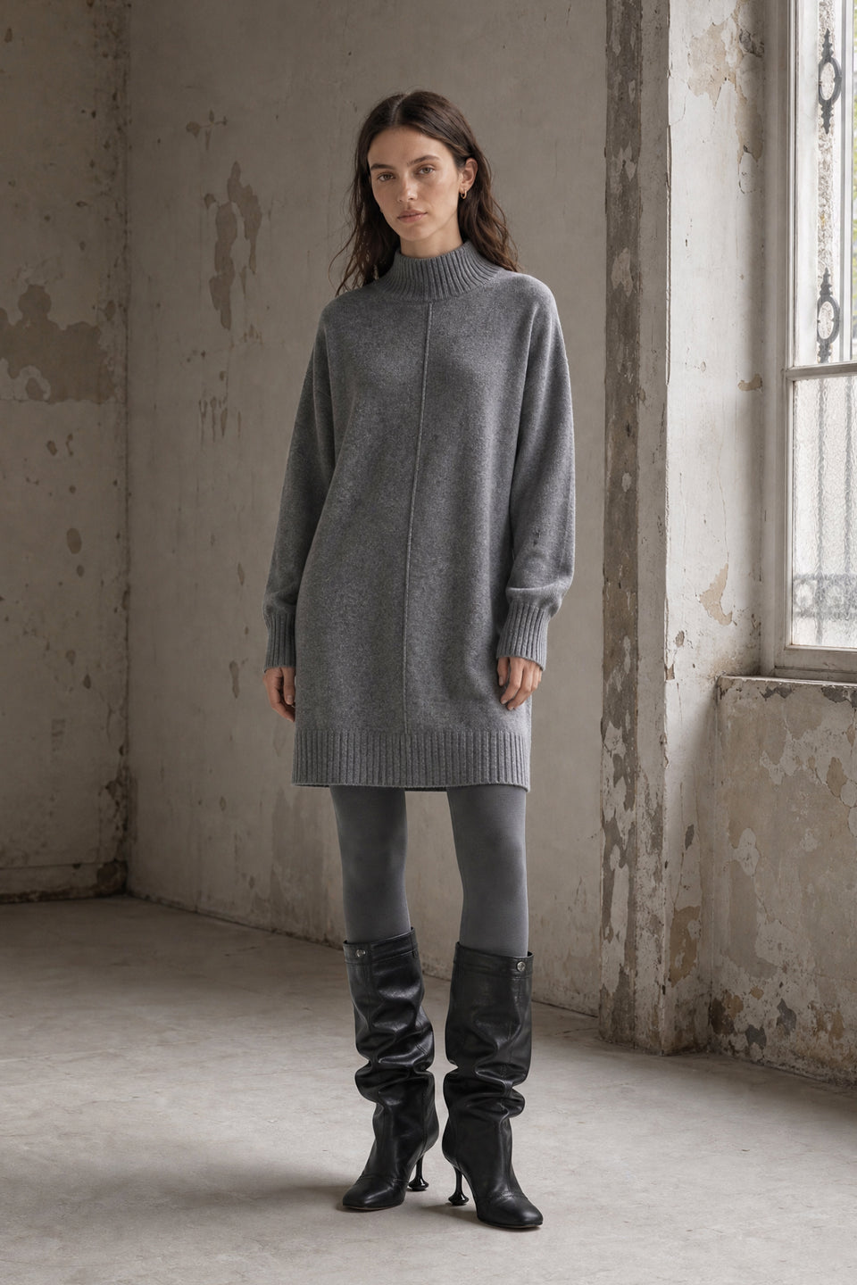 Long pullover Viskose blend 2068 | Dark Grey