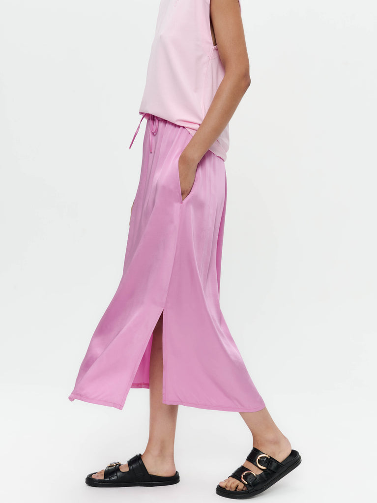 Ina shiny saten rayon viscose skirt | Pink