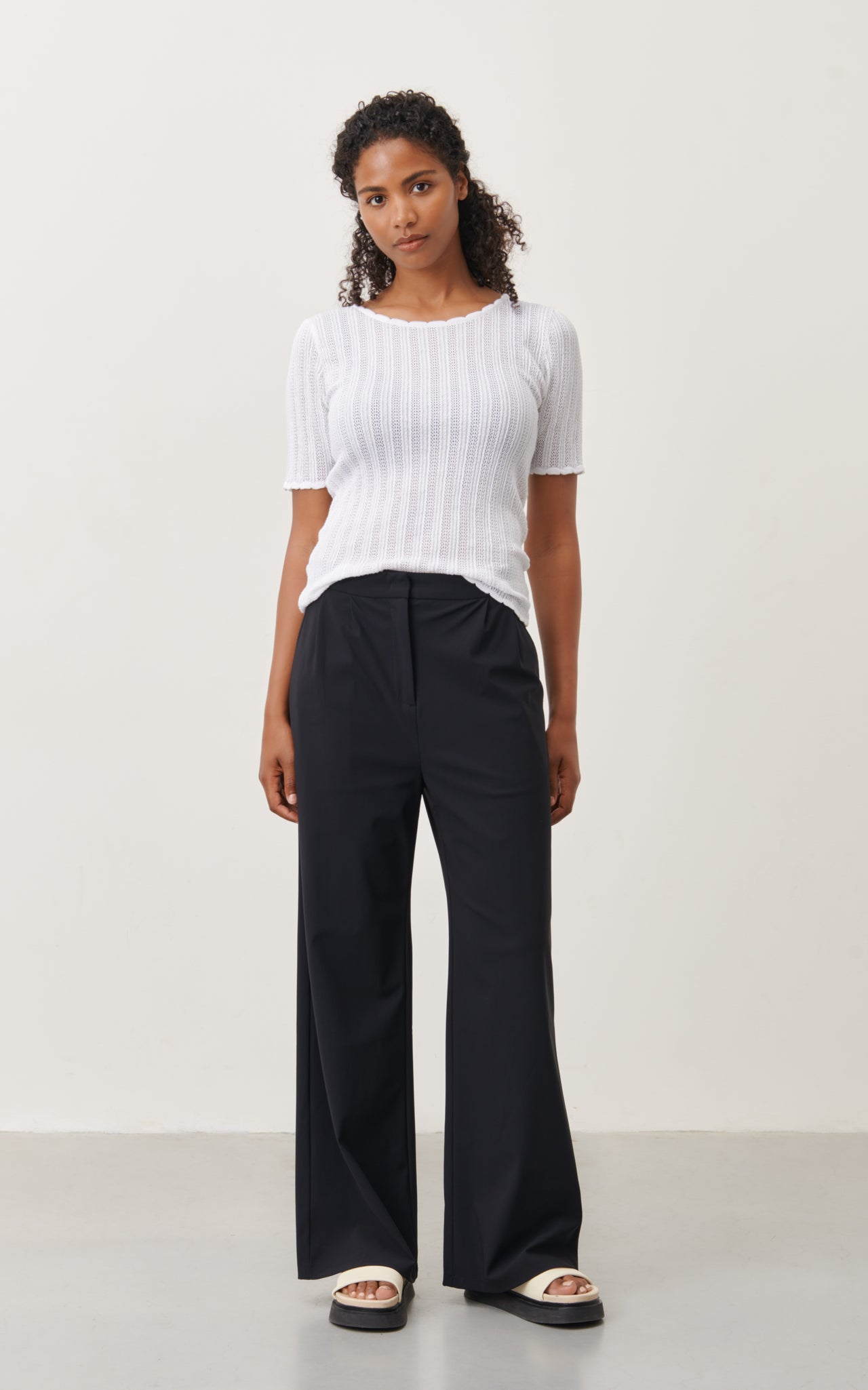 Cotton elastene knot t-shirt | White