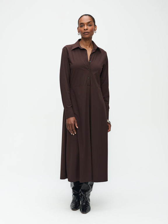 Devitta Dress Technical Jersey | Dark Brown