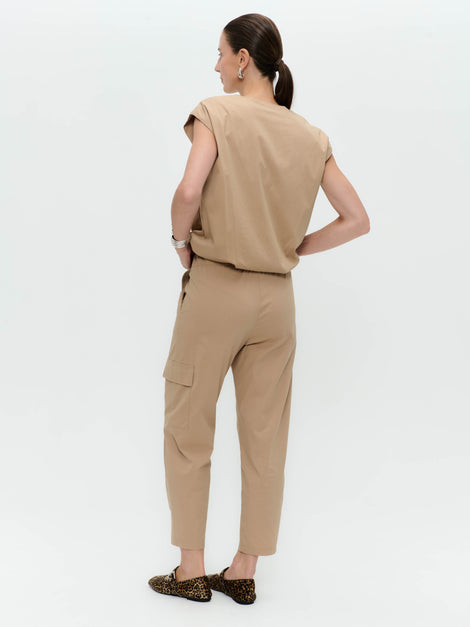 Costante cotton sleeveless jacket | Beige