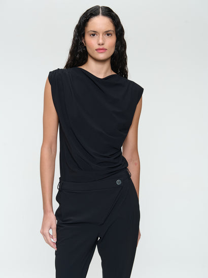 Nelly technisches Jersey-Top mit Stretchanteil | Schwarz