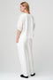 Pamela jersay/tafeta mix blouse | Off White