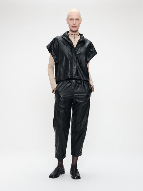 Paola eco leather blouse | Black