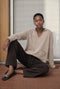 V-Hals Geverfd Viscose pullover NB2310 | Camel