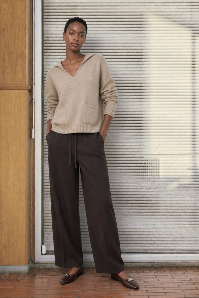 V-neck dyed viscose pullover NB2310 | Camel