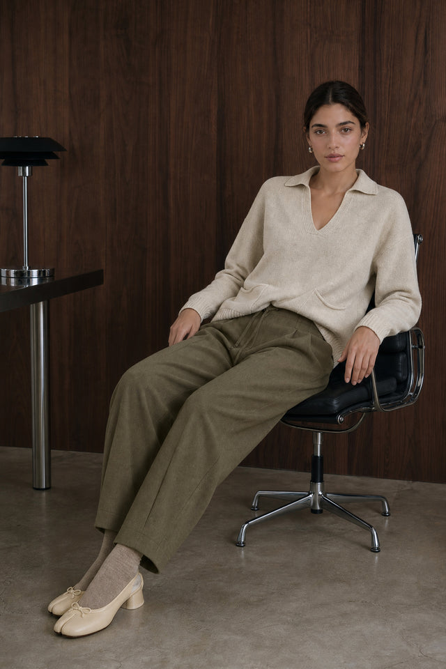 V-neck dyed Viskose pullover NB2310 | Ecru