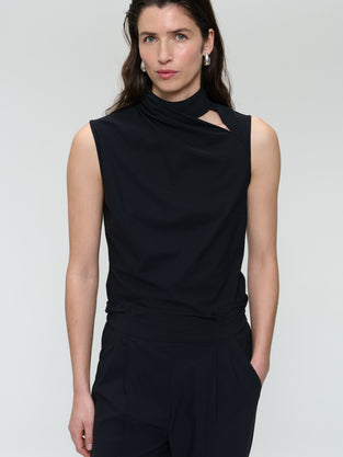 Naomi strech technical jersey top | Black