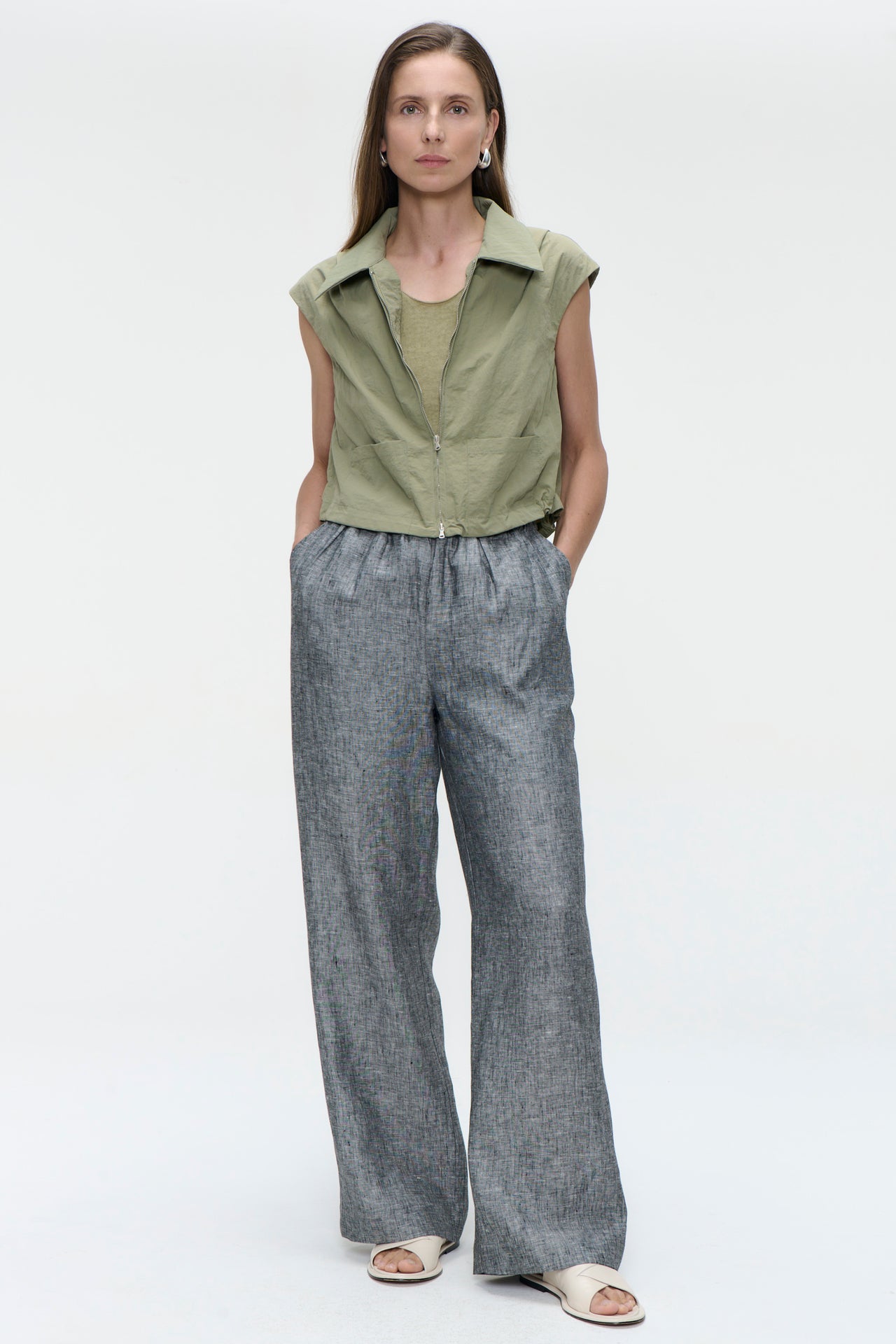 Emiko taffeta jacket | light Army