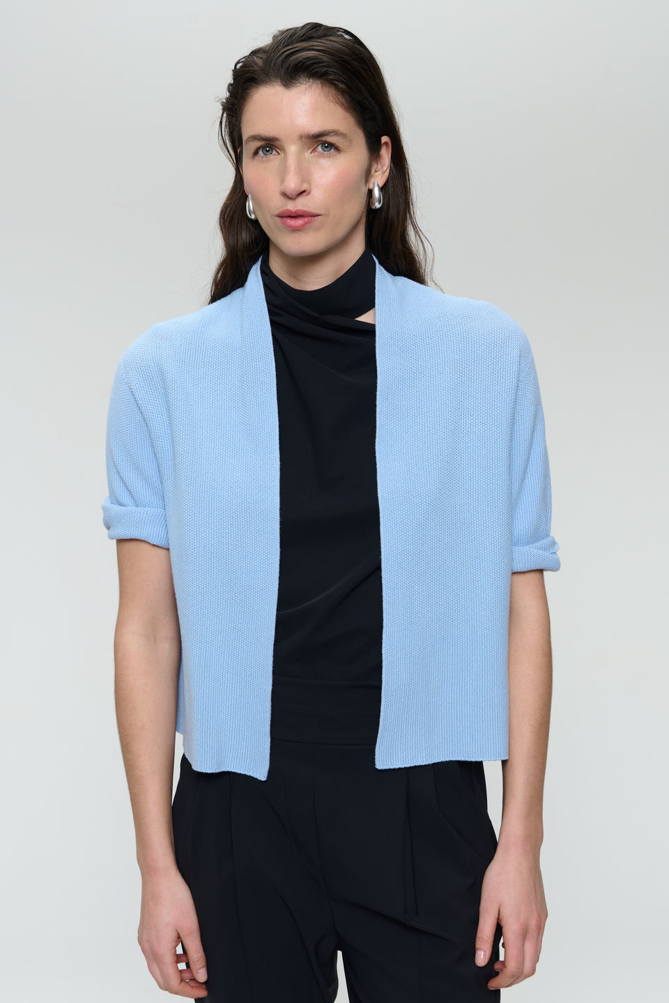 Seamless cotton cardigan 394 | Azzurro