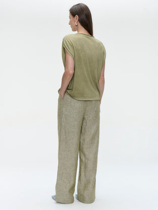 Folly linnen pants | Green Melange