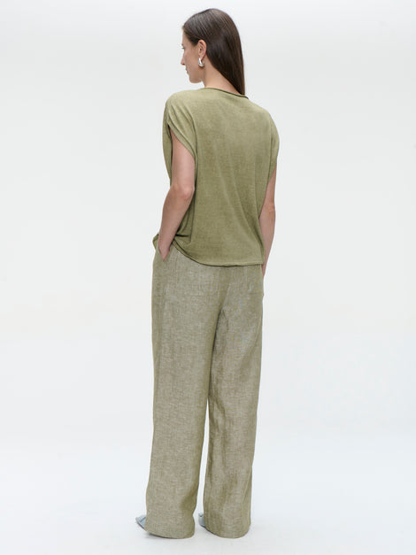 Folly linnen pants | Green Melange
