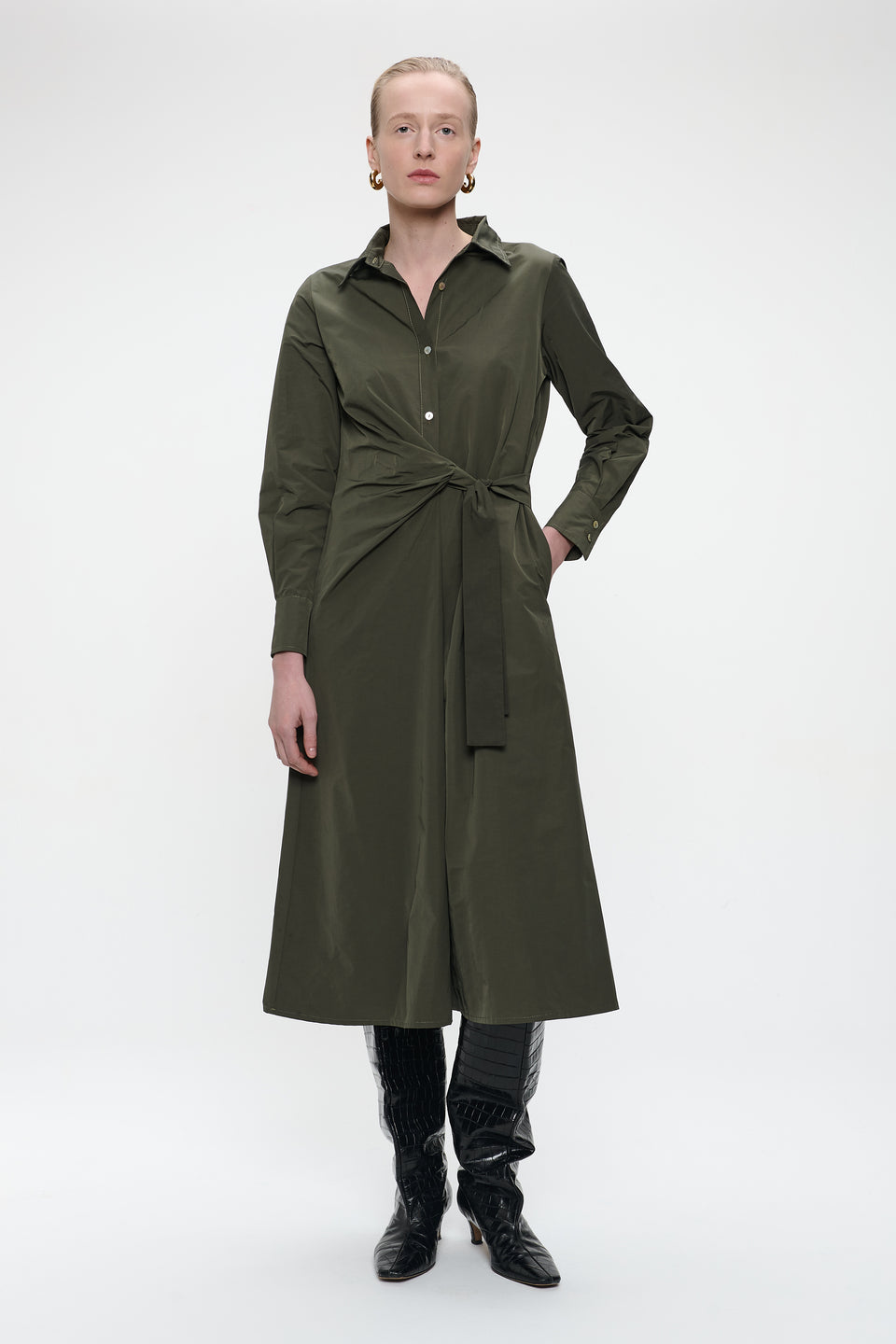 Edyta taffeta dress | Army