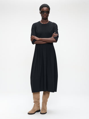 Heide tech jersey jurk LS | Black