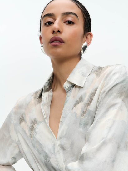 SisiN printed silk Viskose Bluse | Grey