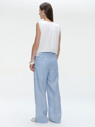 Folly linnen pants | Blue Melange