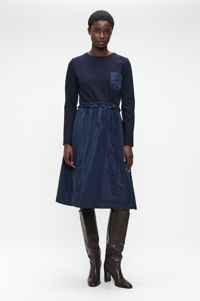 Ester mix cotton taffeta dress | Blue