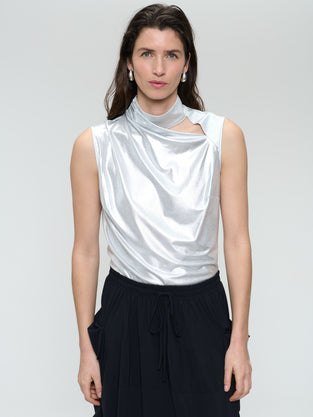 Naomi silver shine foil top | Silver