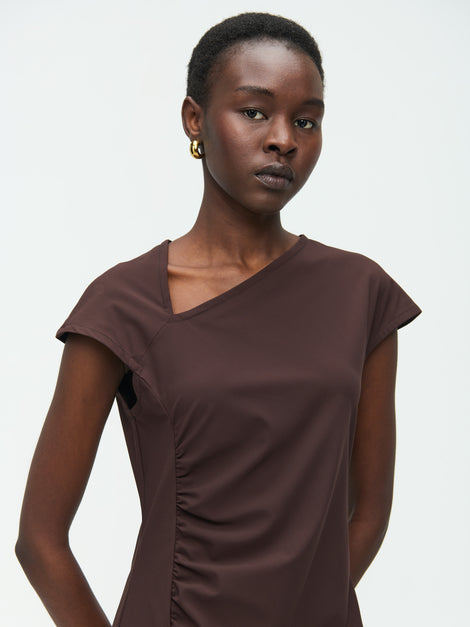 Georgia Dress Technical Jersey | Dark Brown