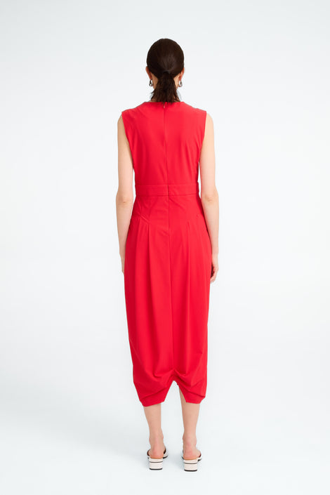 Jackie structure technical jersey dress | Red