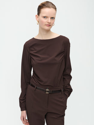 Nina Top Technical Jersey | Dark Brown