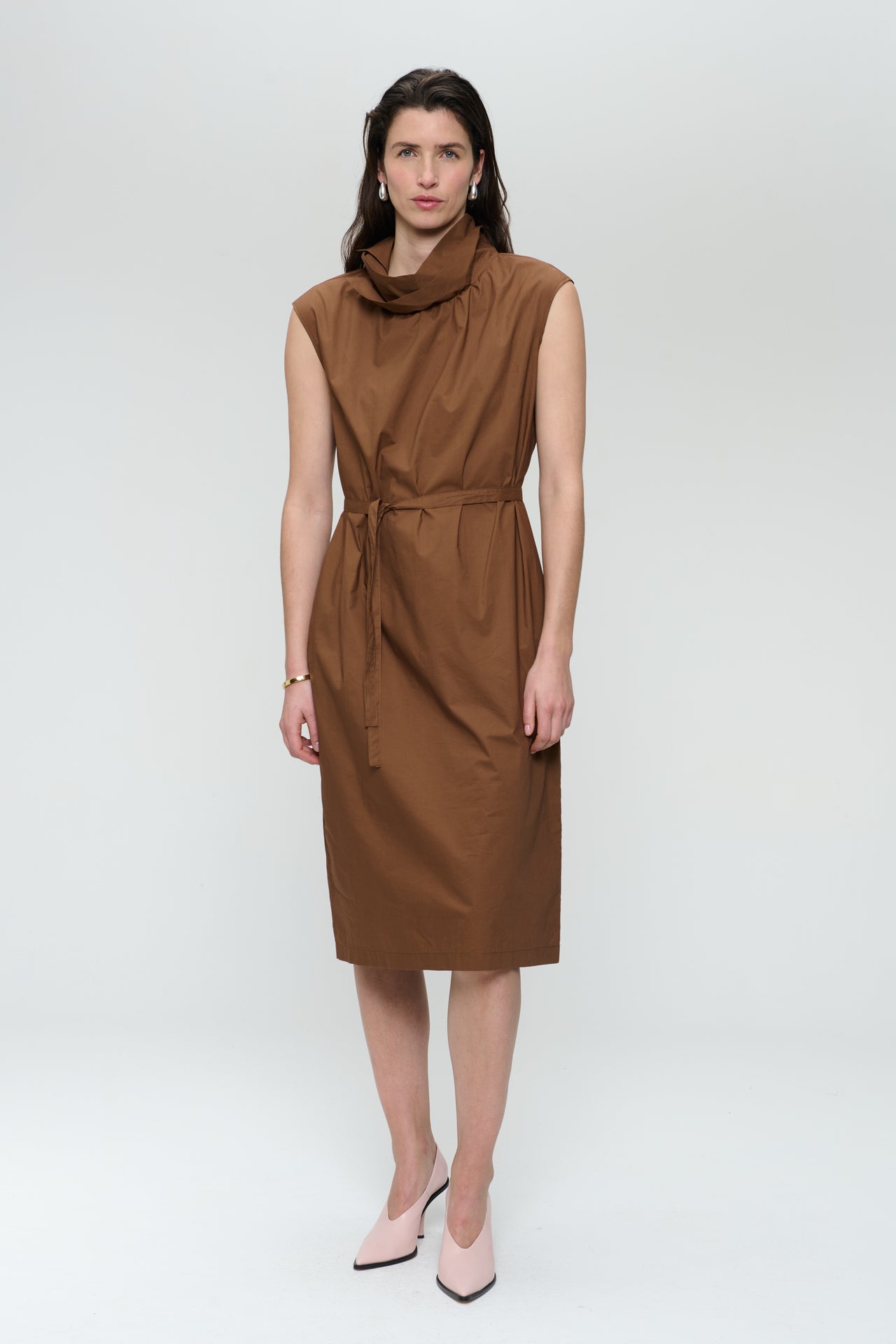 Dress poplin cotton blend | Brown