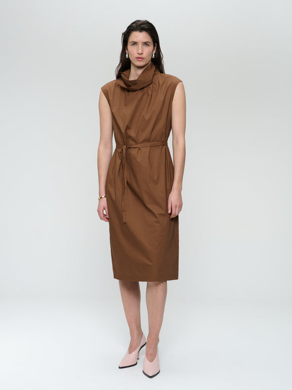 Dress poplin cotton blend | Brown